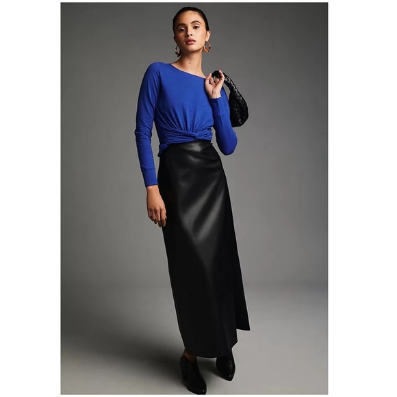 New Anthropologie Pilcro Long-Sleeve Twist Tee Blue Top Size XXS Anthro NWT - Picture 4 of 6